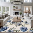 thumbnail image 4 of Navy Blue Floral Large Area Rug 8x10 FT, Non Slip Living Room Throw Carpet, Vintage Flowers Elegant Pastoral Rustic Washable Soft Indoor Outdoor Carpet Non-Shedding Rug for Bedroom Dining Room, 4 of 9