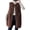 Coffee, variant on comerut Fall Winter Women Vest Coat Round Neck Loose Mid Length Sleeveless Single-breasted Pockets Cardigan Warm Thick Outwear Waistcoat
