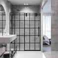 thumbnail image 3 of VIGO Elan 68 to 72 in. W x 74 in. H Sliding Frameless Shower Door in Matte Black with 3/8 in. (10mm) Clear Grid Glass, 3 of 14