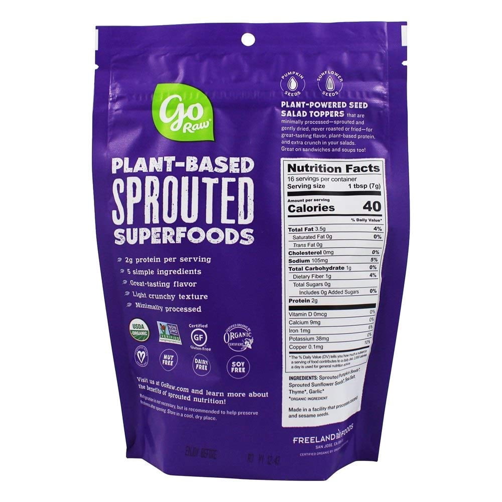 (Pack of 10), Go Raw Garlic Thyme Sprouted Salad Toppers, 4 oz