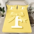 thumbnail image 2 of Erosebridal Yellow Bowknot Bed Sheets Set Twin Size, Initial Letter F Bed Sheets Twin, Cartoon Monogrammed Reversible Sheet Set Twin, Breathable Bedroom Decorative, 3pcs, 2 of 7