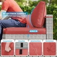thumbnail image 3 of Muphyers 13 Pcs Outdoor Wicker Rattan Sectional Sofa with 55000BTU Gas Fire Pit Table Set, All Weather 2‑in‑1 43" Propane Fire Table Conversation Set for Backyard Garden Poolside Deck,Red, 3 of 6