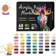 thumbnail image 5 of Denhf 48 Pack Acrylic Paint Markers, 96 Colors Dual-Tip Waterproof Acrylic Paint Pens, Quick Dry Marker Pen for Metal, Rock, Wood, Plastic, Ceramic, Canvas, Glass, and DIY Crafts, Making Art Supplies, 5 of 9