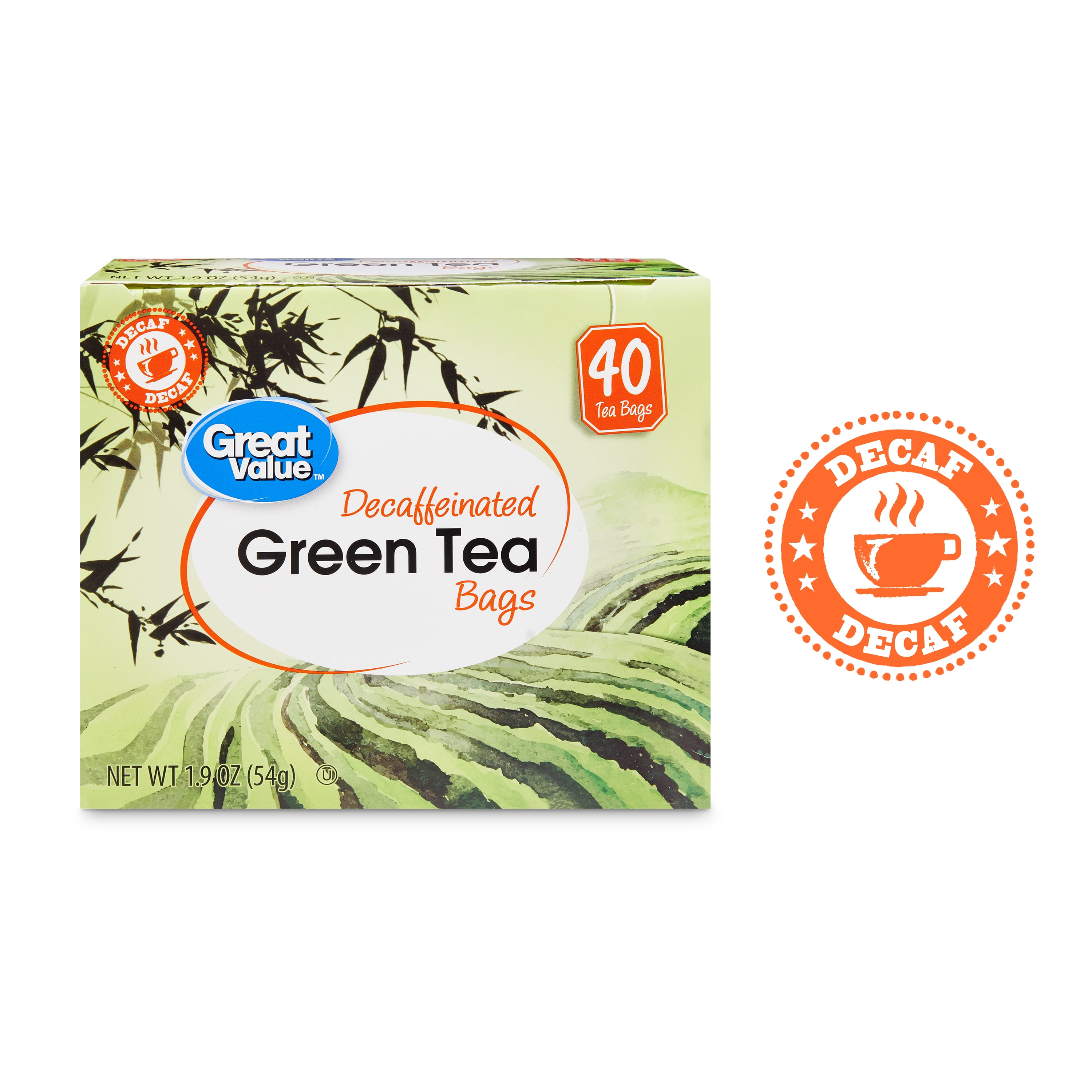 Great Value Decaffeinated Green Tea, Tea Bags, 40 Ct