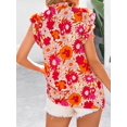 thumbnail image 4 of Blusa PRETTYGARDEN de chifón de manga corta con volantes para mujer, 4 of 9