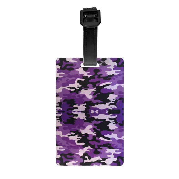 Purple Camouflage Luggage Tag Pvc Identifier Card Holder Label Travel Bag Tag