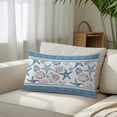 thumbnail image 3 of Blue Coastal Nautical Throw Pillow Cover, Pillowcase Protectors with Zipper, Breathable Decorative Lumbar Pillow Case Cover, Summer Beach Starfish Shell Coral Pillow Shams for Couch Sofa 12x20Inch, 3 of 8