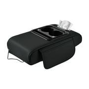 Universal Car Armrest Organizer – With USB Charging Ports & Cup Holder, Helps Store Phones & Small Items, Functional Car Seat Armrest Pad, Keeps Car Interior Tidy & Convenient, 14*8.1*2.8in, Black