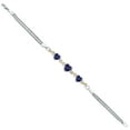 thumbnail image 3 of Gem Stone King 925 Sterling Silver and 10K Yellow Gold Blue Iolite and White Lab Grown Diamond Bracelet for Women (2.08 Cttw, Gemstone, Heart 7MM and 6MM, 6.5/7/7.5 inch, Made in Italy), 3 of 5