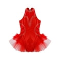 thumbnail image 5 of YEAHDOR Kids Girls Ballerina Tutus Latin Jazz Dance Skirted Leotard Tiered Tulle Ruffles Performance Leotard Red 12, 5 of 7