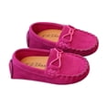 thumbnail image 7 of Hot Pink Girls Big Kids Solid Color Bow Moccasin Flats For Little Kids Hot Pink Faux Suede Slip On Casual Princess Loafers, 7 of 7