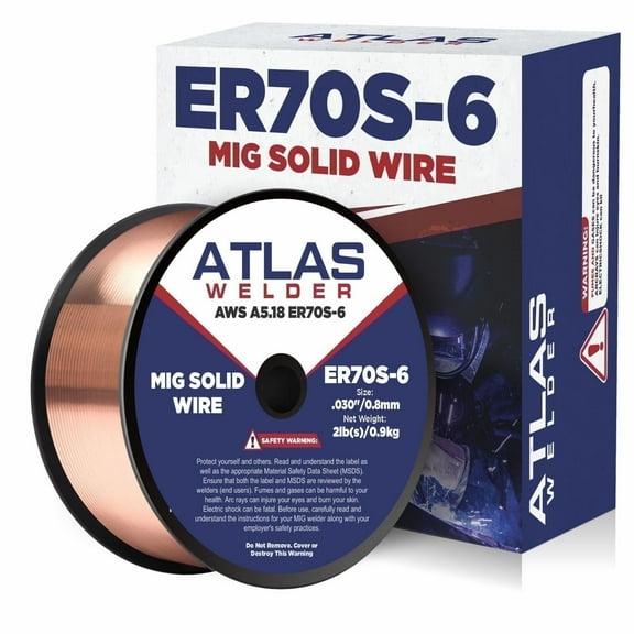 ATLASWELDER ER70S-6 MIG Welding Wire .030" – 2 lb Spool for Mild Steel – Copper Coated Solid Wire for CO2 or Argon Mix