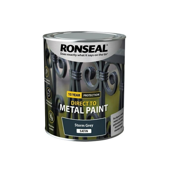 Ronseal - Direct to Metal Paint Storm Grey Satin 750ml