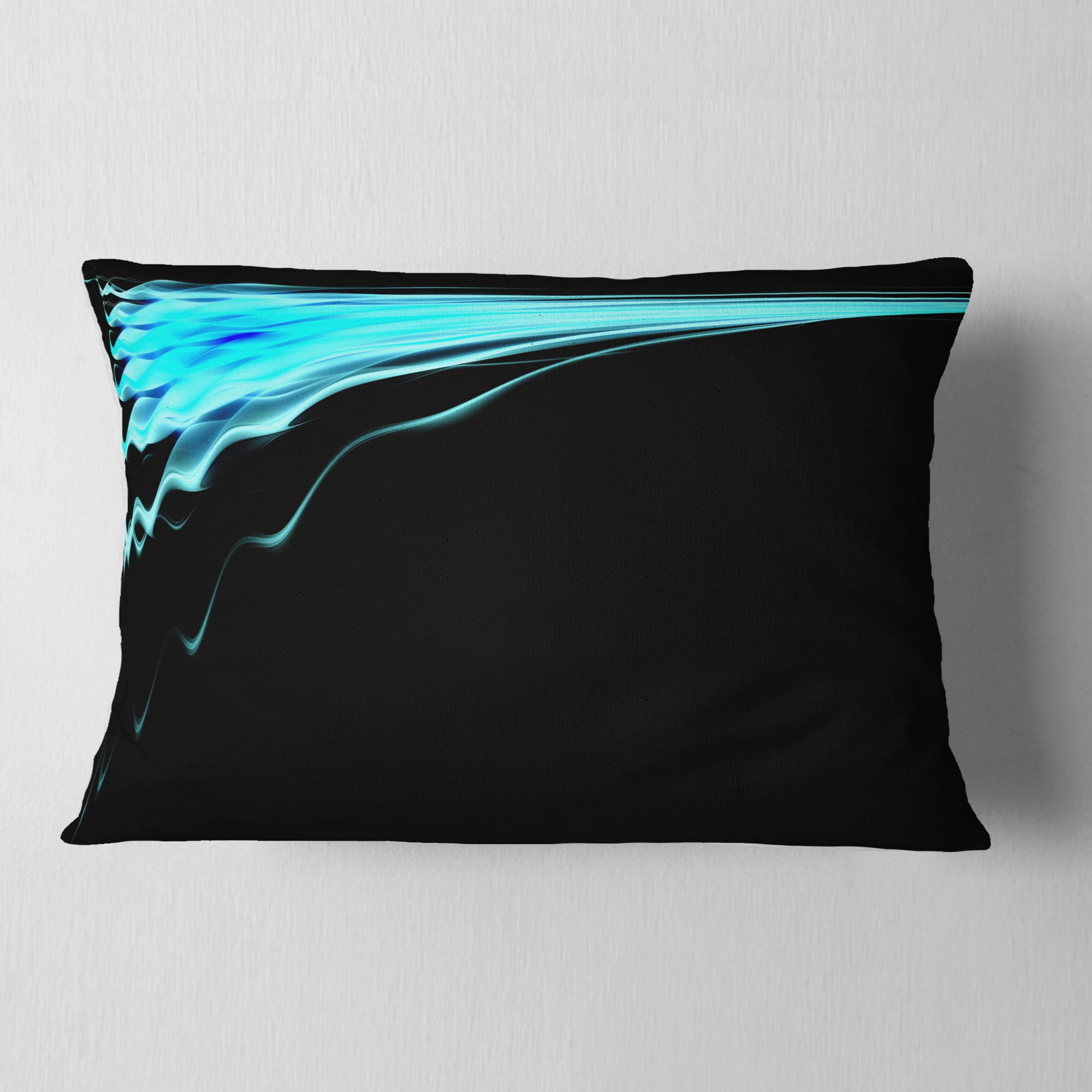 Designart Blue Flames Digital Artwork - Abstract Throw Pillow - 12x20
