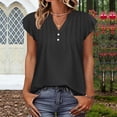thumbnail image 2 of Fewfanhot Women's Fashion V Neck Button Ruched Ruffle Sleeve Tank Top Sleeveless Vest Casual Lightweight Soft Summer Daily Streetwear Comfort Tops S-XXL, 2 of 8