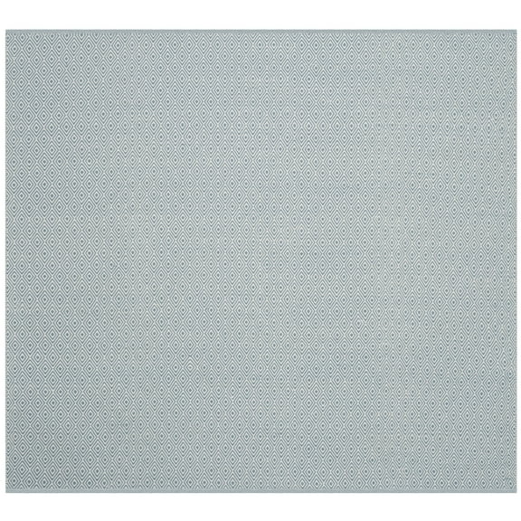 SAFAVIEH Montauk Terrence Geometric Diamond Cotton Area Rug, Ivory/Light Blue, 6' x 6' Square