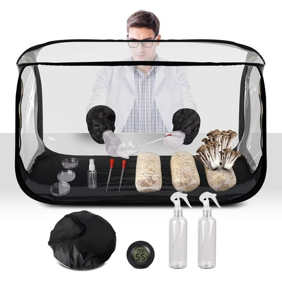 Large Still Air Box Mushroom Grow Tent - 38x20x25 Inch Black Transparent Plastic