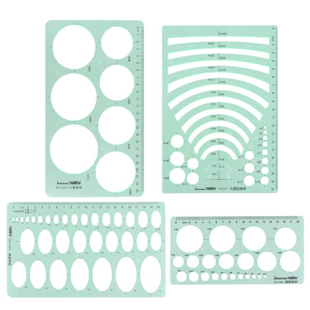 CIMAXIC 4pcs Measuring Template Stencil Geometric Stencils Multiple Shapes Drawing Tools,9.84"X5.67"X0.04"