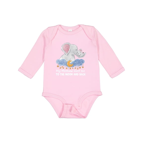 Inktastic My Meemaw Loves Me to the Moon and Back Elephant Family Boys or Girls Long Sleeve Baby Bodysuit