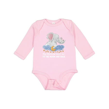 

Inktastic My Meemaw Loves Me to the Moon and Back Elephant Family Gift Baby Boy or Baby Girl Long Sleeve Bodysuit