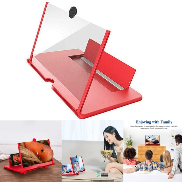 3D Phone Screen Magnifier Stereoscopic Amplifying Desktop 12Inch 3D Screen Magnifier Mobile Phone Screen Video Magnifying Glass Desktop Stand Magnifying Screen Mobile Phone Stand