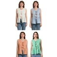 thumbnail image 6 of Michellecmm Women's Striped Tank Tops Loose Round Neck Front Tie Up Ruffled Sleeveless Blouse for Summer, 6 of 9