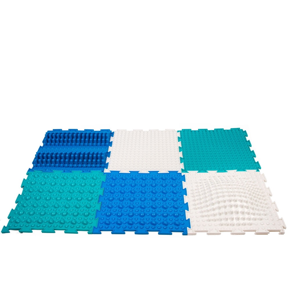 Ortodon Iceberg Module Sensory Mat 6 Pieces Orthopedic Puzzle Mats for Foot Massage Game Mat Massage Sensory Mat Puzzle Floor Mat, Blue and White