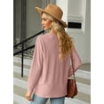 thumbnail image 3 of Cuteduck Women's Long Sleeve Pullover Tops for V Neck Button Loose Casual T-shirt XL(US16-18), 3 of 5