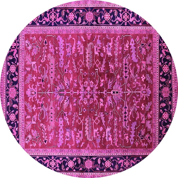 Ahgly Company Indoor Round Oriental Pink Traditional Area Rugs, 3' Round