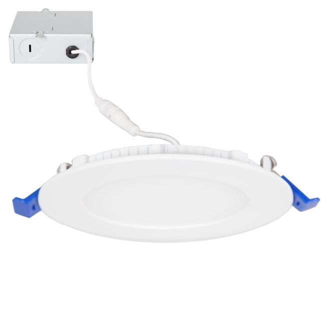 Maxxima 4 in. Dimmable Slim Round LED Downlight, Flat Panel Light, 700 Lumens, Neurtal White 4000K