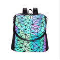 thumbnail image 4 of Mujeres damas cuero Arco Iris hi vis reflectante nueva moda luminosa geométrica diamante enrejado cordón viaje cremallera mochilas Sincero Hogar, 4 of 6