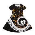 thumbnail image 2 of Uourmeti Piano Key Notes Short Sleeve Swing Dress for Toddler Girls Summer Soft Crew Neck Midi Dress Casual Loose Beach Dresses with Pockets, 2 of 6