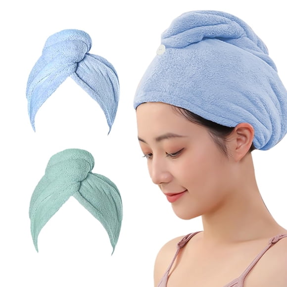 Agkxhdec Toalla De Microfibra Turbantes Para El Cabello Húmedo Secado Envoltura De Cabello Para Mujeres (El Color De La Imagen Es Solo Para Referencia) (Azul Verde Claro)