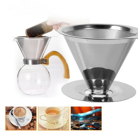 

Octpeak Coffee Filter Cup Fine Pour Over Filter Double-layer Coffee Filter Stainless Steel Easy To Clean Washable And Reusable For Traveling Home