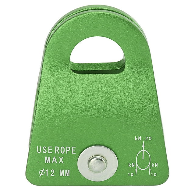 Polea de escalada de 20 kN, de aleación de aluminio y magnesio, con placa lateral de descenso, polea simple para montañismo, esquí y color verde.