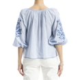 thumbnail image 2 of Max Studio womens  Embroidered V-Neck Ballon Sleeve Blouse, l, Blue, 2 of 3