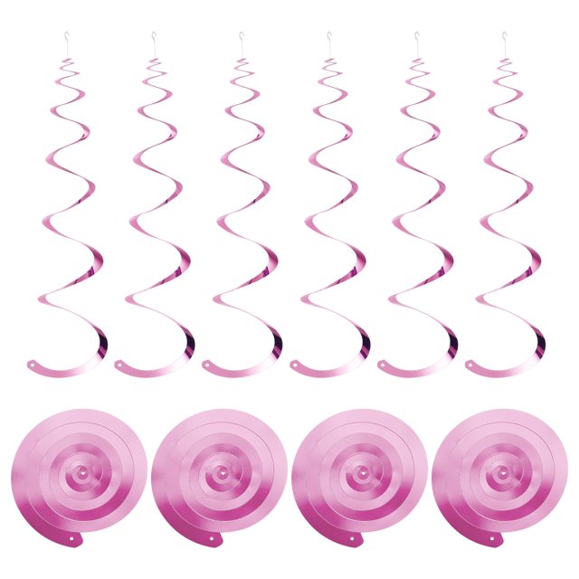 18uds Claro Rosa Fiesta Colgante Doble Tira Colgante Decoraciones Plástico Techo Serpentinas Fiesta Decoraciones para Cumpleaños Fiesta con Colgar Etiqueta Cuerda, Gancho