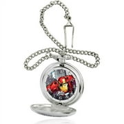 Marvel Iron Man Men's Silver Pocket Watch, Silver Chain