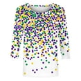 thumbnail image 5 of qelini 3/4 Length Sleeve Women's Shirts Carnival Pullover Tops Bling Glitter Crewneck Tunic Dressy Holiday Blouses, 5 of 5
