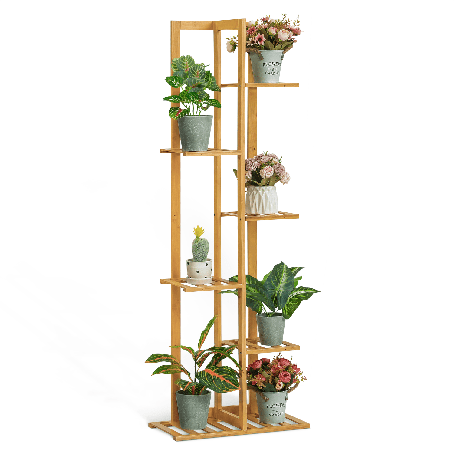 MoNiBloom Bamboo 6 Tiers Plant Stand, Flower Storage Shelf Rack