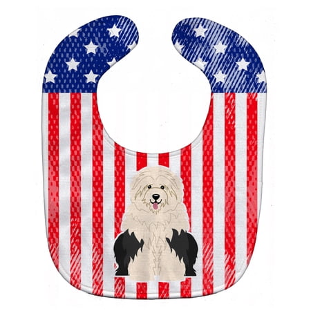 Patriotic USA Old English Sheepdog Baby Bib