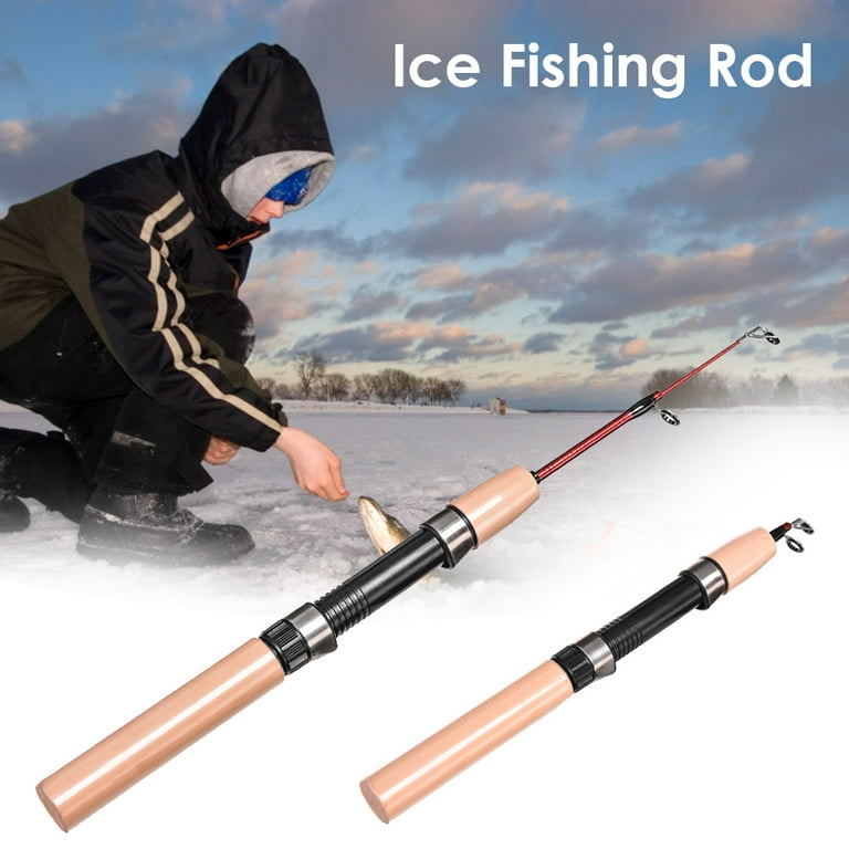 MI-YUKI Winter Ice Fishing Rod Reel Combo Wood Handle Pole Wheel