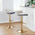 thumbnail image 5 of LumiSource Gold Metal, Grey Velvet Charlotte Glam Adjustable Barstool - Set of 2, 5 of 10