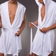 thumbnail image 5 of Minnieouse Albornoz sedoso para hombre, pijama con capucha, ropa de dormir, sin mangas, trajes de baño finos Sombreros Blanco METRO, 5 of 5