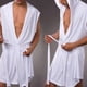 thumbnail image 5 of Minnieouse Albornoz sedoso para hombre, pijama con capucha, ropa de dormir, sin mangas, trajes de baño finos Sombreros Blanco METRO, 5 of 5