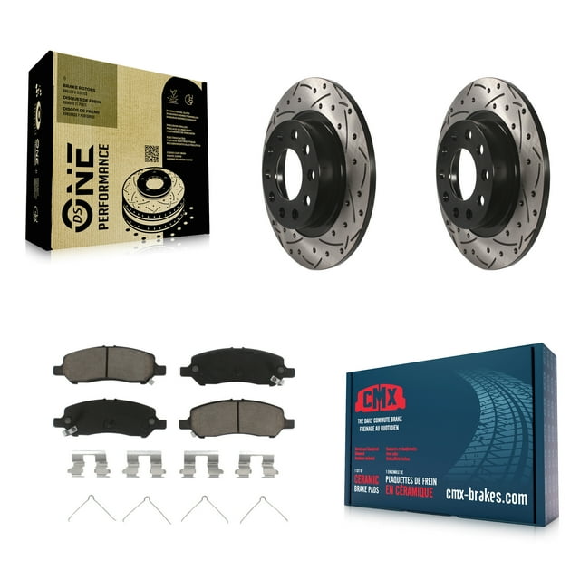 Transit Auto Rear Coated Drilled Slotted Disc Brake Rotors and Ceramic Pads Kit for Car 2013-2016 Dodge Dart KDC-100772