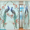 thumbnail image 2 of Coolnut Peacocks Red Flowers W55 x L78 Inches Sheer Gauze Door Window Curtain Panels Drapes for Living Room Bedroom Kids Room Decoration Window Treatment Set of 2 Panels, 2 of 4