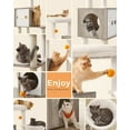 thumbnail image 6 of Cat Tree with Litter Box Enclosure - 2-in-1 Modern Cat Tower | 72.8-Inch Tall Condo with Scratching Posts, Perch, Caves, Basket, Washable Cushions, Greige, 6 of 10