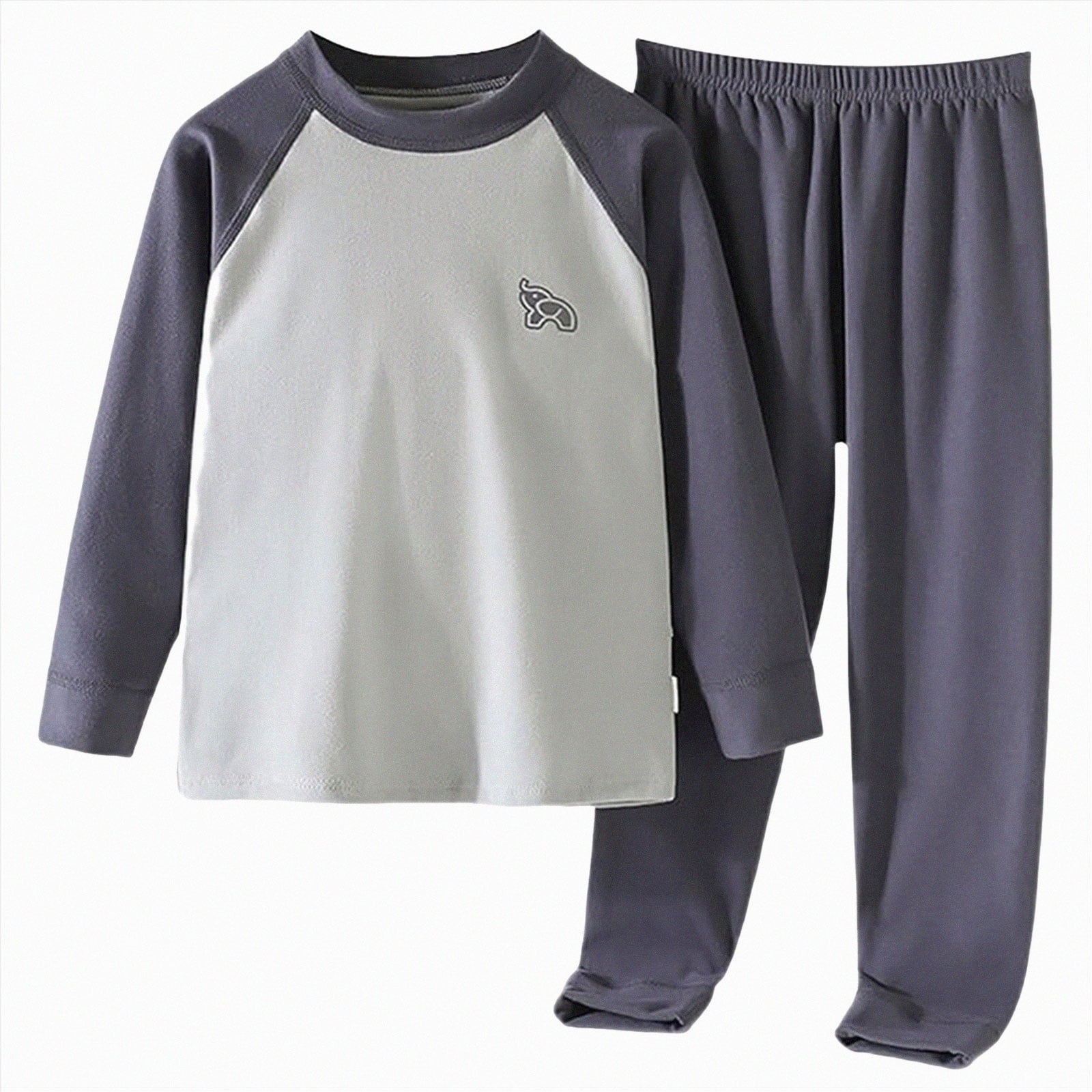 larppty Boys Girls Pajama Set 2-Piece Kids Long Sleeve Top Pants Pajamas Toddler Snug Sleepwear Set (9-10 Years Grey)