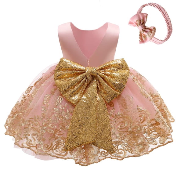 Vestidos de Navidad para Niñas Pequeñas CMMCHAAH, Vestidos Formales para Niñas Pequeñas para Pascua, Vestido de Gala para Fiesta de Cumpleaños (Rosa, Talla 100)